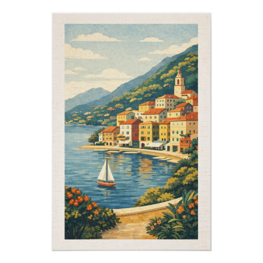 Breathtaking Riviera Seaside Retro Travel Poster ポスター (正面)
