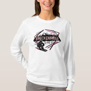 Breckenridgeコロラド州のスキー高度のピンクのフード付きスウェットシャツ Tシャツ