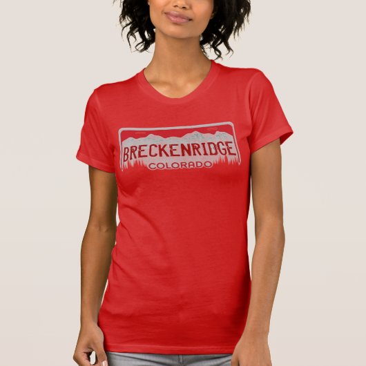 Breckenridgeコロラド州の女性赤いナンバープレートのティー Tシャツ (正面)