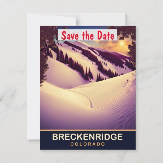 Breckenridge Colorado スキースロープ ウェディング 招待状 (正面)