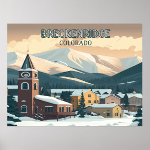 Breckenridge Colorado Snow Mountains Vintage Retro ポスター