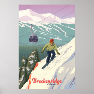 Breckenridge Colorado Snowboarding Travel Poster ポスター