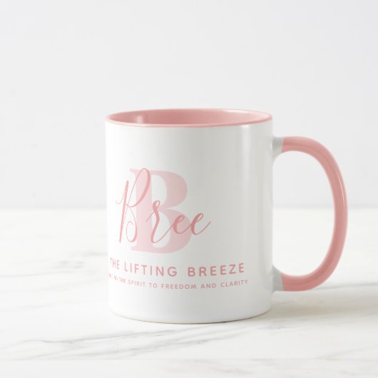 Bree name meaning and monogram soft pink text マグカップ (右)