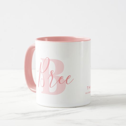 Bree name meaning and monogram soft pink text マグカップ (正面左)