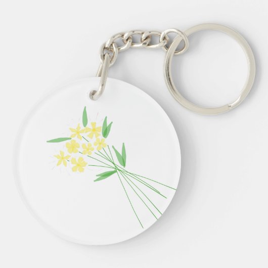 "Breeze in Bloom" – Hand-Drawn Floral Keychain キーホルダー (裏面)