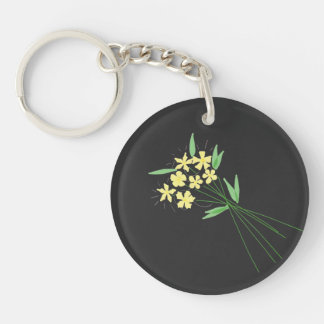 "Breeze in Bloom" – Hand-Drawn Floral Keychain キーホルダー