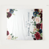 Breezy Burgundyのバック結婚ドロップ写真ブース タペストリー (正面(横))