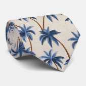 Breezy Palm Trees on Faux Grasscloth - Blue ネクタイ (ロール)