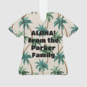 Breezy Palm Trees on Faux Grasscloth- Green オーナメント (裏面)