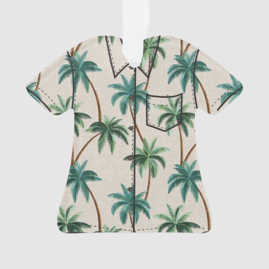 Breezy Palm Trees on Faux Grasscloth- Green オーナメント (正面)