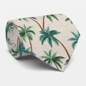 Breezy Palm Trees on Faux Grasscloth - Green ネクタイ (ロール)