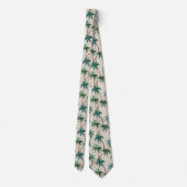 Breezy Palm Trees on Faux Grasscloth - Green ネクタイ (裏面)