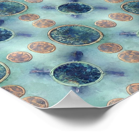 Breezy Patina Wallpaper with Ethereal Mist Texture ポスター (角)