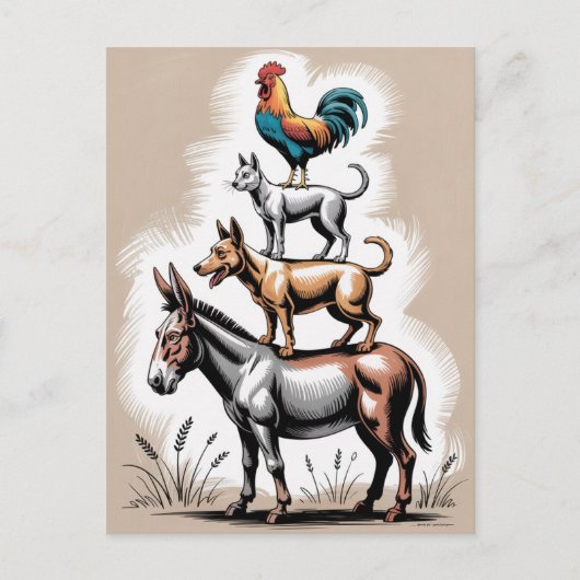 Bremen Town Musicians Statue Germany ポストカード (正面)