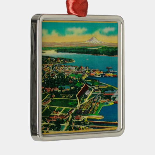 BremertonおよびBremertonの海軍造船所の空中写真 メタルオーナメント (右)