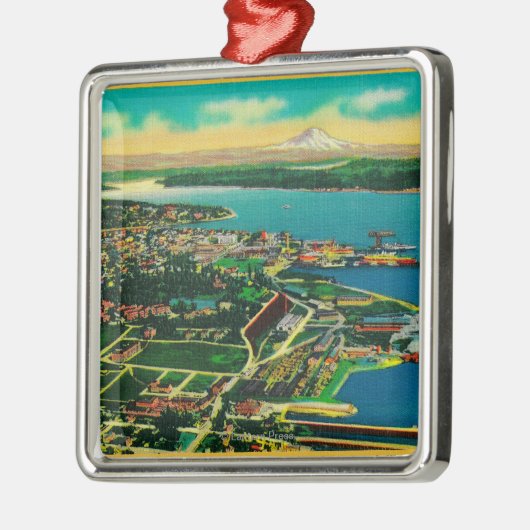 BremertonおよびBremertonの海軍造船所の空中写真 メタルオーナメント (左)