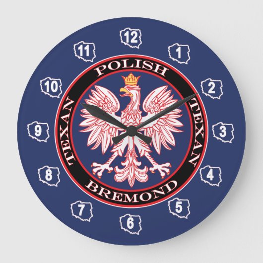 Bremondの円形のポーランドのテキサス人 ラージ壁時計 (正面)