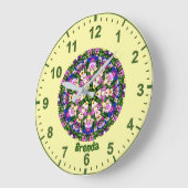 BRENDA ～色数々ののミニチュアパンジー黄色 ラージ壁時計 (傾斜)