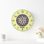BRENDA ～色数々ののミニチュアパンジー黄色 ラージ壁時計 (ホーム)