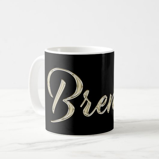 Brenda white gold Handwriting Tasse Kaffeetasse コーヒーマグカップ (正面左)