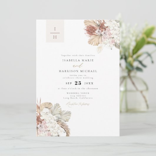 BRENNAボヘミアン熱帯パームアースト結婚ーン 招待状 (スタンド正面)