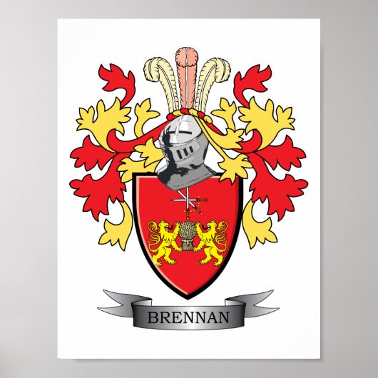 Brennan Family Crest Coat of Arms ポスター (正面)