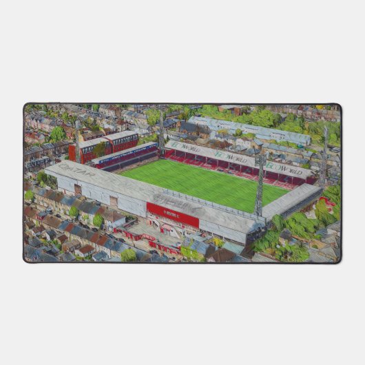 Brentford FC Griffin Park Stadium Aerial Art デスクマット (正面)