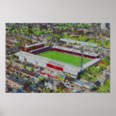 Brentford FC Griffin Park Stadium Aerial Art ポスター (正面)