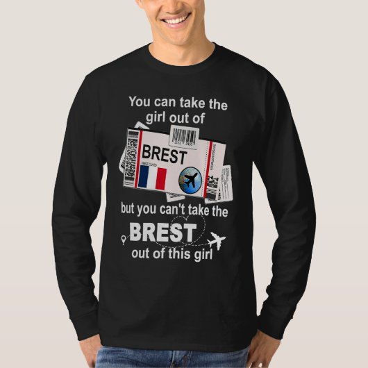 Brest Boarding Pass Brest Girl Brest Tシャツ (正面)