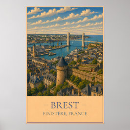 Brest, France – Vintage Travel Poster ポスター