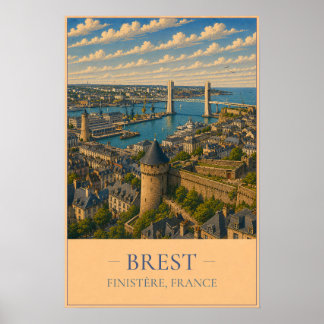 Brest, France – Vintage Travel Poster ポスター