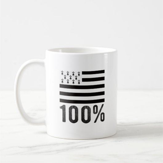 Bretagne 100 % Drapeau Breton コーヒーマグカップ (左)