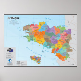 Bretagne, carte administrative 2020 (en français) ポスター