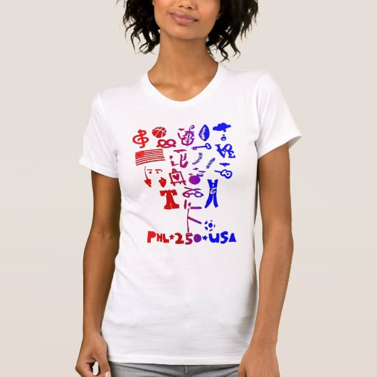 BRETT BENDER アメリカ建国250年記念グッズ 赤 白 青 Tシャツ (正面)