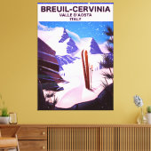 Breuil-Cervinia, Valle d'Aosta,イタリア,スキーポスター キャンバスプリント (インサイチュ (リビング))