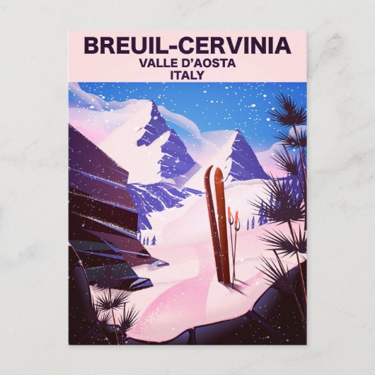 Breuil-Cervinia, Valle d'Aosta,イタリア,スキーポスター ポストカード (正面)