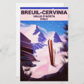 Breuil-Cervinia, Valle d'Aosta，イタリア，スキーポスター 便箋 (正面/裏面)