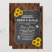 BrewとBABYQベビーシャワーウッドサンフラワー招待状 招待状 (正面/裏面)