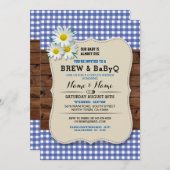 BrewとBABYQベビーシャワーブルーウッドデイジー招待状 招待状 (正面/裏面)