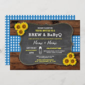 BrewとBABYQベビーシャワーブルーサンフラワー 招待状 (正面/裏面)