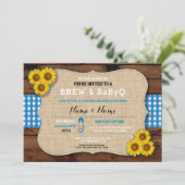 Brew & BABYQブルーベビーシャワーバーラップサンフラワー 招待状 (スタンド正面)