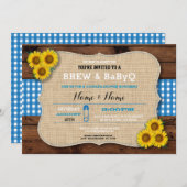 Brew & BABYQブルーベビーシャワーバーラップサンフラワー 招待状 (正面/裏面)