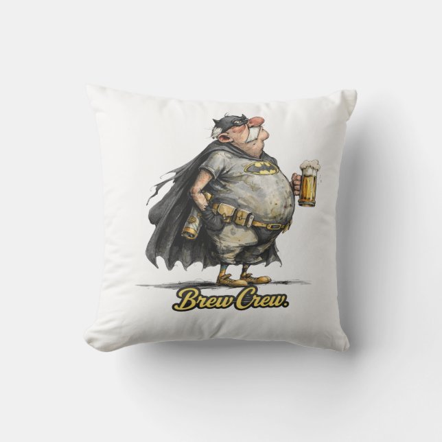 Brew Crew Beer Superhero Funny Tee アウトドアクッション (正面)