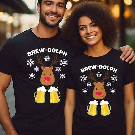 Brew-Dolphトナカイおもしろいービールクリスマスルドルフ Tシャツ
