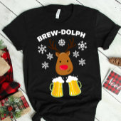 Brew-Dolph 面白いトナカイ ルドルフ ビール クリスマス Tシャツ