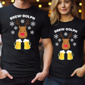 Brew-Dolph 面白いトナカイ ルドルフ ビール クリスマス Tシャツ