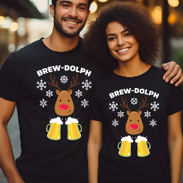 Brew-Dolph 面白いトナカイ ルドルフ ビール クリスマス Tシャツ