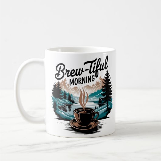 Brew-Healy Morning Coffee Mountainと自然 コーヒーマグカップ (左)