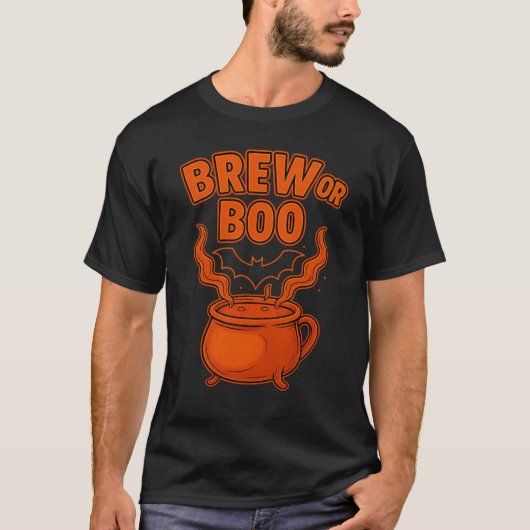 Brew or Boo Spooky Halloween Coffee Lovers’  Tシャツ (正面)