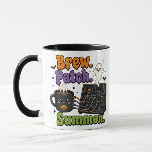 Brew. Patch. Summon. – Halloween Synth Nerd マグカップ (左)
